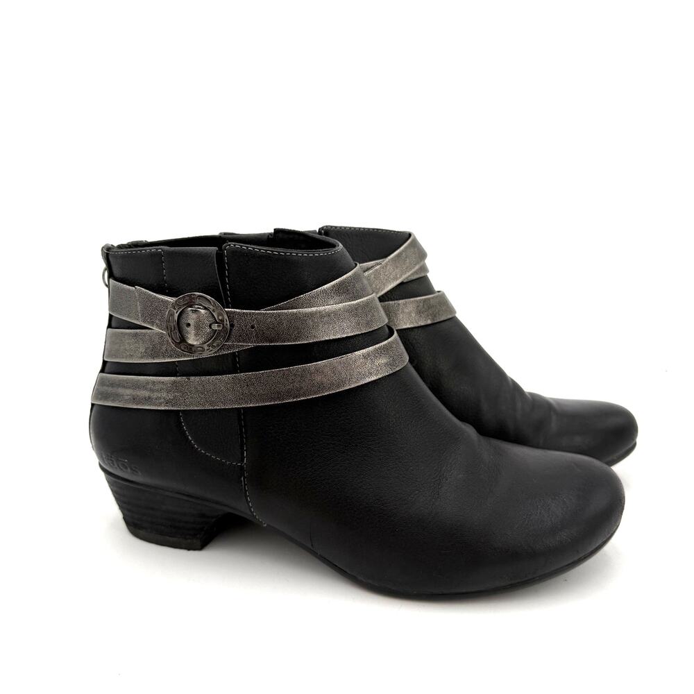 Taos Women's Black & Silver Leather Bolero Ankle Booties Shoes Size 8